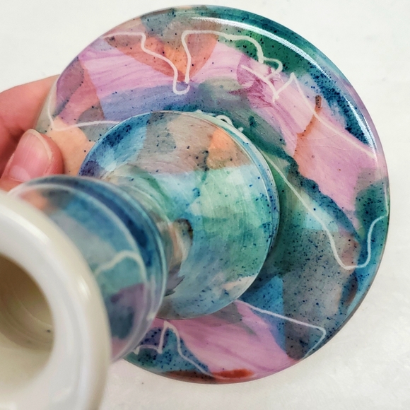 Studio art pottery handmade artist signed 5” candle holder - Picture 5 of 5